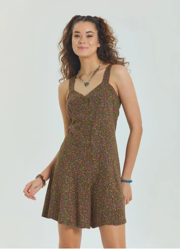 Thin Strap Button Detailed Green Bohemian Jumpsuit 4569